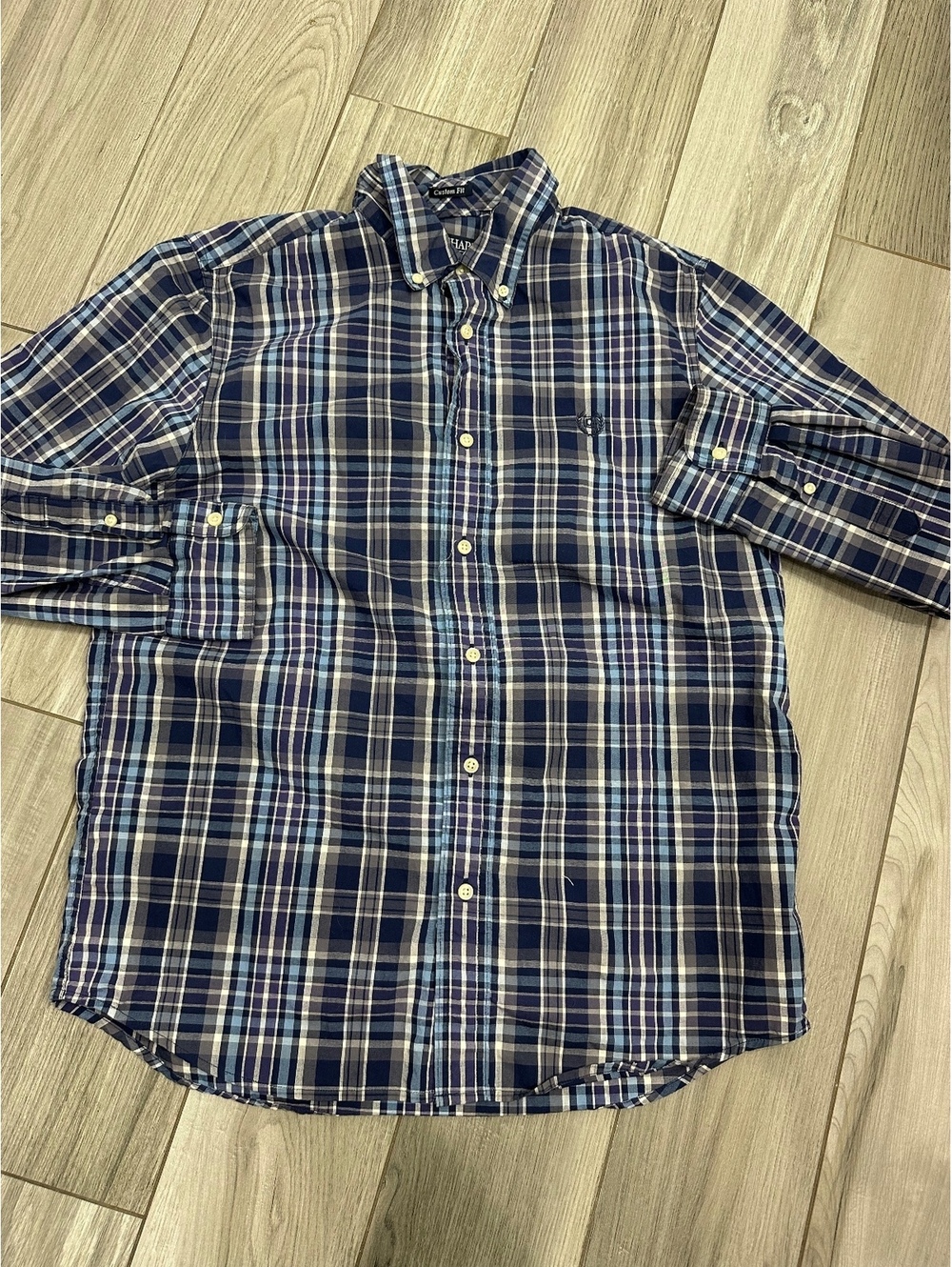 Chaps Men's Custom Fit Plaid Button-Down Shirt Medium